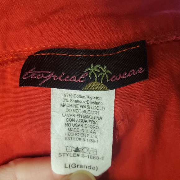 ModCloth (Tropical Wear) Red Cotton Blend Flare Skater Skirt Juniors Large - Picture 11 of 11